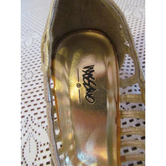 Retro Vintage Massimo Cage Spool Heel Gold Size 8 - Picture 6 of 11